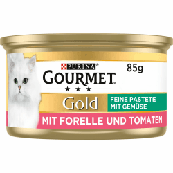 Gourmet Gold Feine Pastete mit Gemüse Katzenfutter nass, mit Forelle und Tomaten, 12er Pack (12 x 85g) Forelle & Tomaten Angebot bei HelloDeals