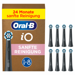 Oral-B iO Sanfte Reinigung Aufsteckbürsten — ORIGINAL Zahnbürstenaufsatz für Elektrische Oral-B iO Zahnbürsten — Ersatzbürsten, Bürstenköpfe für empfindliches Zahnfleisch & Zähne — Schwarz, 8 Stück Schwarz 8 Stück Angebot bei HelloDeals