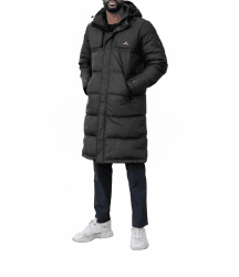Höhenhorn Bannalp Herren Wintermantel Daunen Jacke Puffermantel Lang Gefüttert RDS Zertifizierte Daunen und Federn mit abnehmbarer Kapuze XL Schwarz Angebot bei HelloDeals