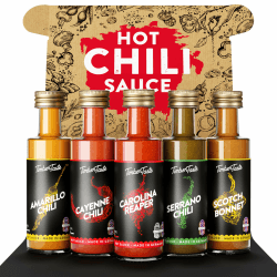 TIMBER TASTE® Chili Sauce Geschenkset [5 x 40ml] | Offroad Hot Sauce Set | Scharfe Soßen Geschenk Set | Weihnachtsgeschenke für Männer & Frauen | Soßen Geschenkset Geburtstag | Chili Saucen Gewürze CHILI - Offroad Set Angebot bei HelloDeals