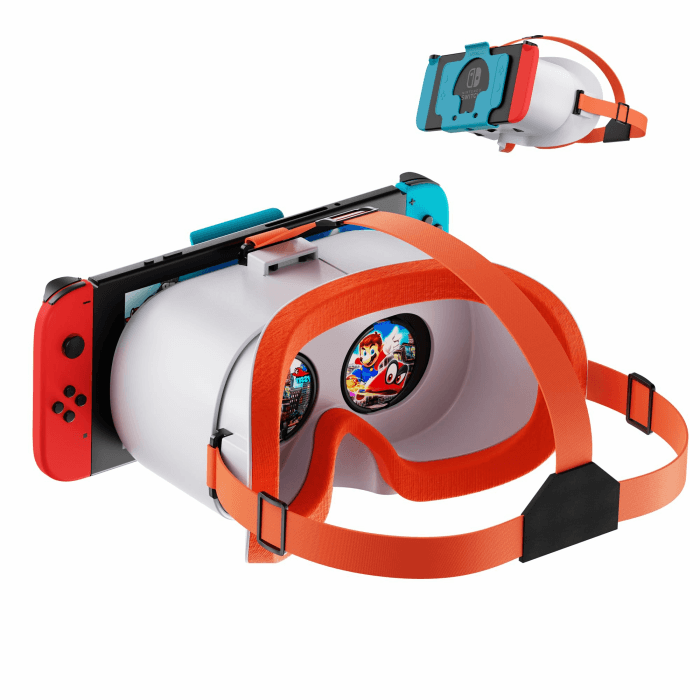 VR Brille für Nintendo Switch/Switch OLED, Switch Virtual Reality Brille mit Verstellbaren HD-Linsen und bequemem Kopfband, Labo Goggles VR Kit 3D-Brille für Switch Zubehör Weiß&Orange Angebot bei HelloDeals