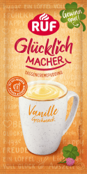 RUF Glücklichmacher Tassenpudding Vanille-Geschmack, Cremepudding für schnelle Desserts, Tassencremepudding, nur Wasser hinzufügen, 1 x 59g Beutel Vanille 1 x 59 g Angebot bei HelloDeals