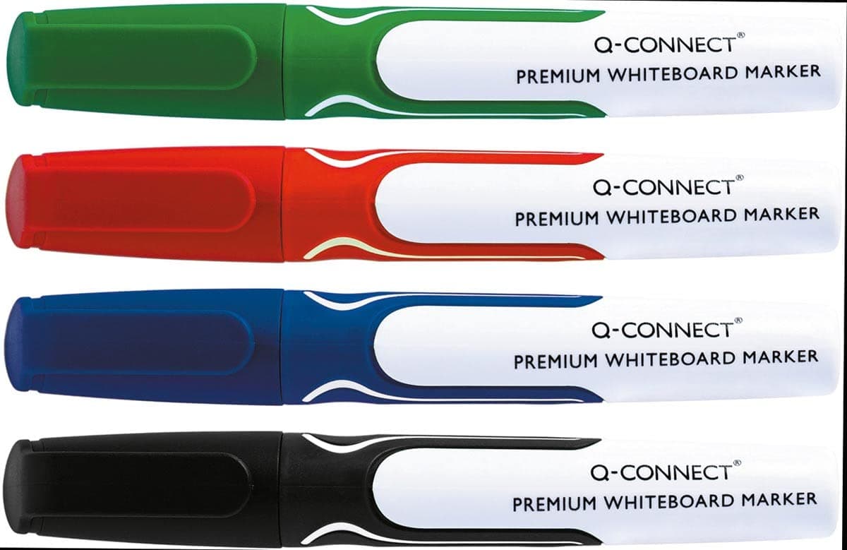 Q-Connect Whiteboard Marker/Abwischbar/non Permanent Marker/Strichstärke 2-3mm/ hohe Qualität/Für Zuhause, Büro, Schule/ 4 Stück im Paket/Farbe: Mix Angebot bei HelloDeals