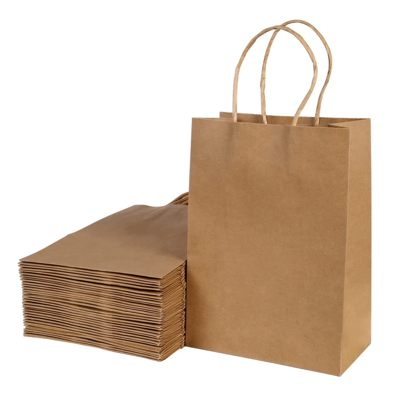 BESCOST Papiertüten, 40 Stück Geschenktüten, Kraftpapiertüten mit Henkel, 15 x 8 x 21 cm, Geschenktüten für Einkaufen, Hochzeiten, Verpackungen, Partys, Geburtstag, Weihnachten, 130 g/m², Braun Braun-21x15x8cm-40pcs Angebot bei HelloDeals