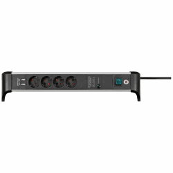 Brennenstuhl Alu-Office-Line Steckdosenleiste 4-Fach mit USB und Überspannungsschutz (Mehrfachsteckdose mit Schalter, 1,8m Kabel, 2-Fach USB 3,10A, Made in Germany) Angebot bei HelloDeals