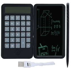 ASHATA 12-stelliger Taschenrechner, Grundlegende Bürorechner mit 6 Zoll löschbarer Schreibtafel,USB Aufladen,multifunktional, faltbar,für Rechnen& Notizen Angebot bei HelloDeals