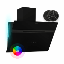 Klarstein Dunstabzugshaube Alina - 60-cm-Wandhaube, 600 m³/h Luftstrom, Energieeffizienzklasse A, LED-Beleuchtung in 9 Farben, Touch-Bedienfeld, Umluftbetrieb, Schwarz Volles Schwarz 60 cm Energieklasse A Angebot bei HelloDeals