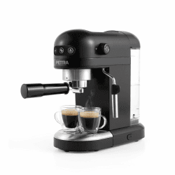 Petra Kaffeemaschine Barista, Espressomaschine mit Milchaufschäumer 1,4L, Kleine Kaffeemaschine mit 15 Bar, Siebträger Kaffeeautomat für Espresso & Cappuccino, 1465W, Schwarz Angebot bei HelloDeals