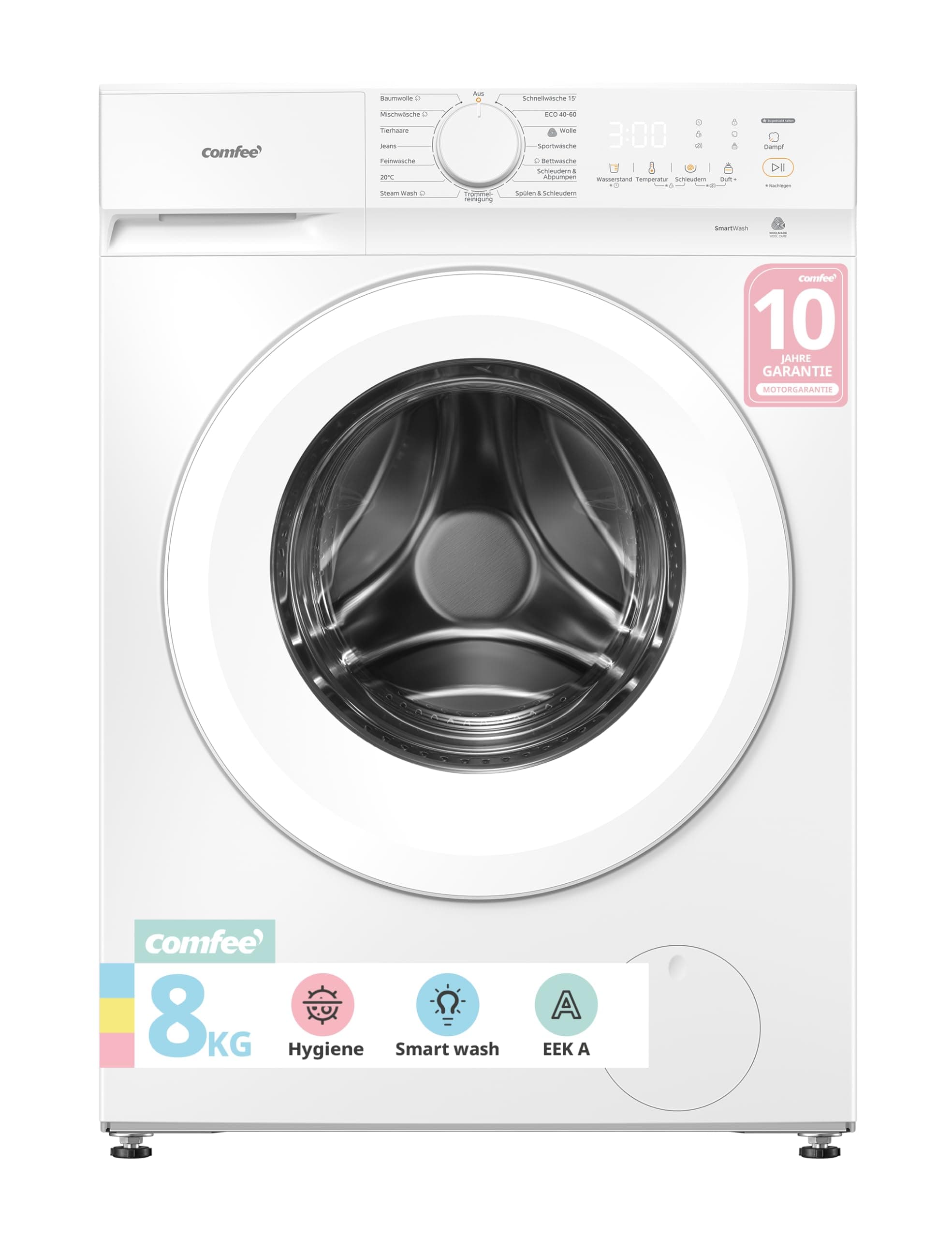 Comfee Waschmaschine 8kg, Washing machine mit Tierhaar-Programm & Dampffunktion,16 Programme,Energy Efficiency Class A-10%,Nachlegefunktion, Leise & Energiesparend, CF08EWP05W, Weiß Angebot bei HelloDeals