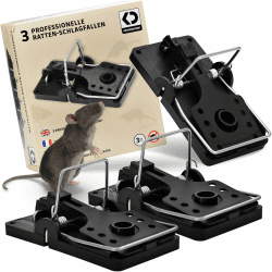 Köder-Discount: 3X Professionelle Rattenschlagfallen - Wiederverwendbare und zuverlässige Rattenfalle ohne Rattengift. Schnelle Ergebnisse, aus Kunststoff, Schwarz Angebot bei HelloDeals