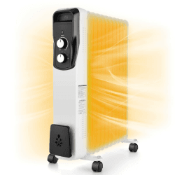 Nictemaw Ölradiator, 2500W Ölradiator energiesparend Elektroheizung, Radiator mit variablem Thermostat und 3 Heizstufen Stufenlose Temperaturregelung Überhitzungsschutz Weiß Angebot bei HelloDeals