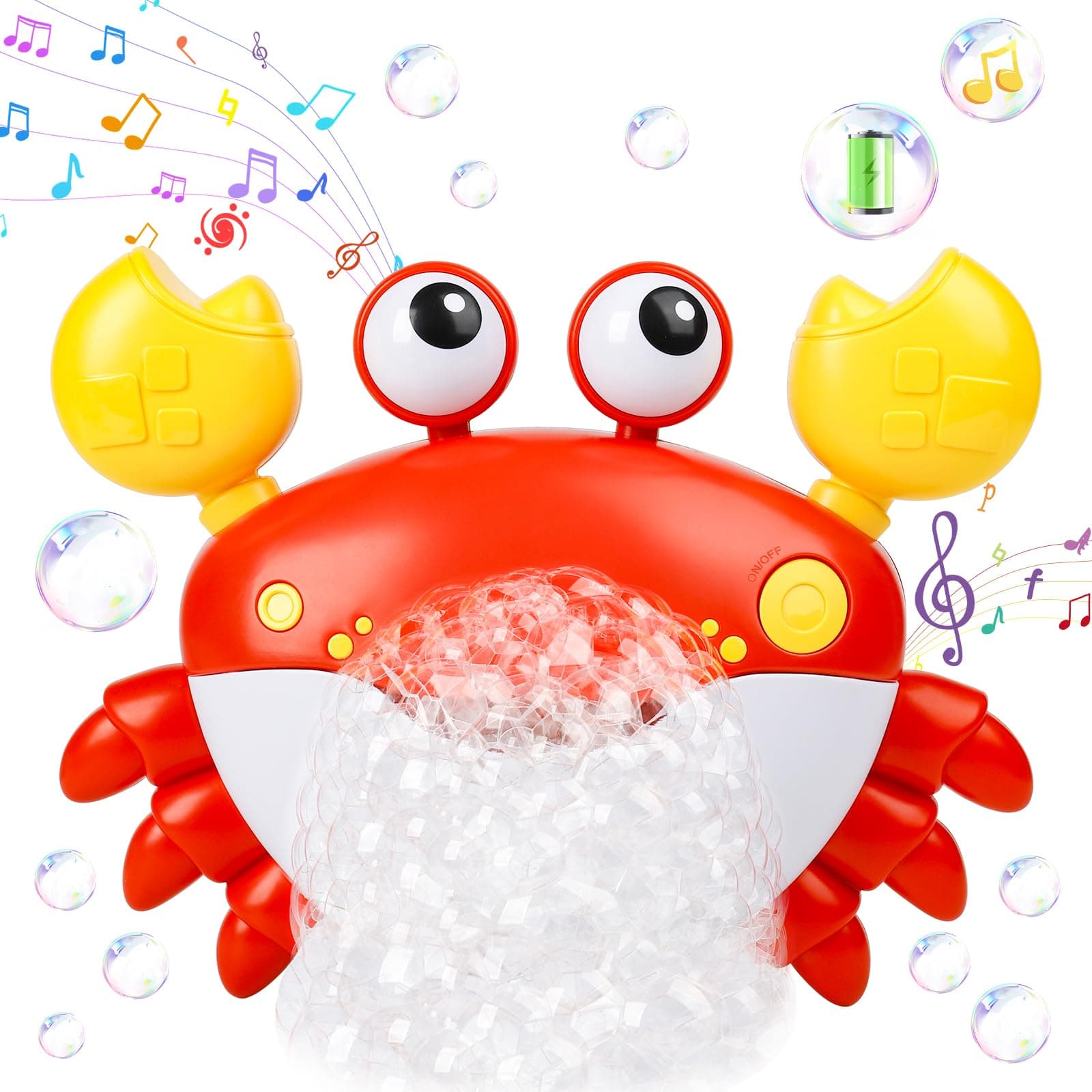 Badewannenspielzeug ab 1 2 3 4 Jahre, Wiederaufladbare Schaummaschine Badewanne mit 12 Liedern, Krabbe Badespielzeug Bubble für Kleinkinder, Badewannen Spielzeug für Jungen und Mädchen Rot Angebot bei HelloDeals