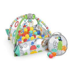 Bright Starts, Erlebnisdecke & Bällebad mit 40 Bällen 5in1 Your Way Ball Play - Totally Tropical, Spieldecke mit Spielbogen, 20+ Min Licht und Musik, Krabbeldecke mit 7 Spielzeuge, ab der Geburt Grau Angebot bei HelloDeals