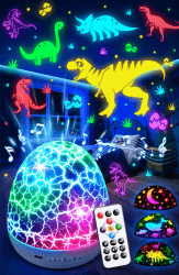 Staryou Nachtlicht Sternenhimmel Projektor Kinder, 15 Musik Nachtlicht kinder Dinosaurier Spielzeug, 3 Filme+31 Farben Dino Lampe, Fernbedienung+Helligkeit+Timer Dino Ei, Junge 4 Jahre Geschenkideen Weiß Angebot bei HelloDeals