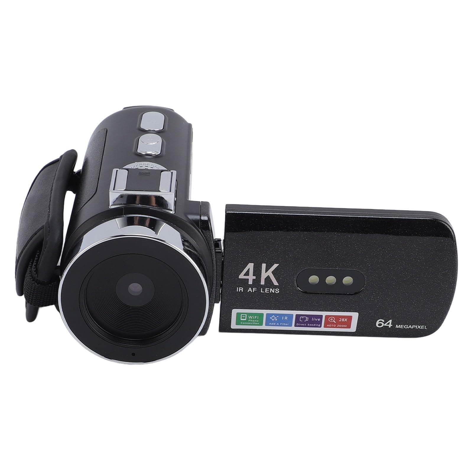4K 64MP Videokamera Camcorder, 28 facher Digitalzoom HD Digitalkamera Recorder mit 3 Zoll Rotationsbildschirm, LED Licht, Kinder Vlogging Kamera, Reise Handycam Camcorder Kamera Angebot bei HelloDeals