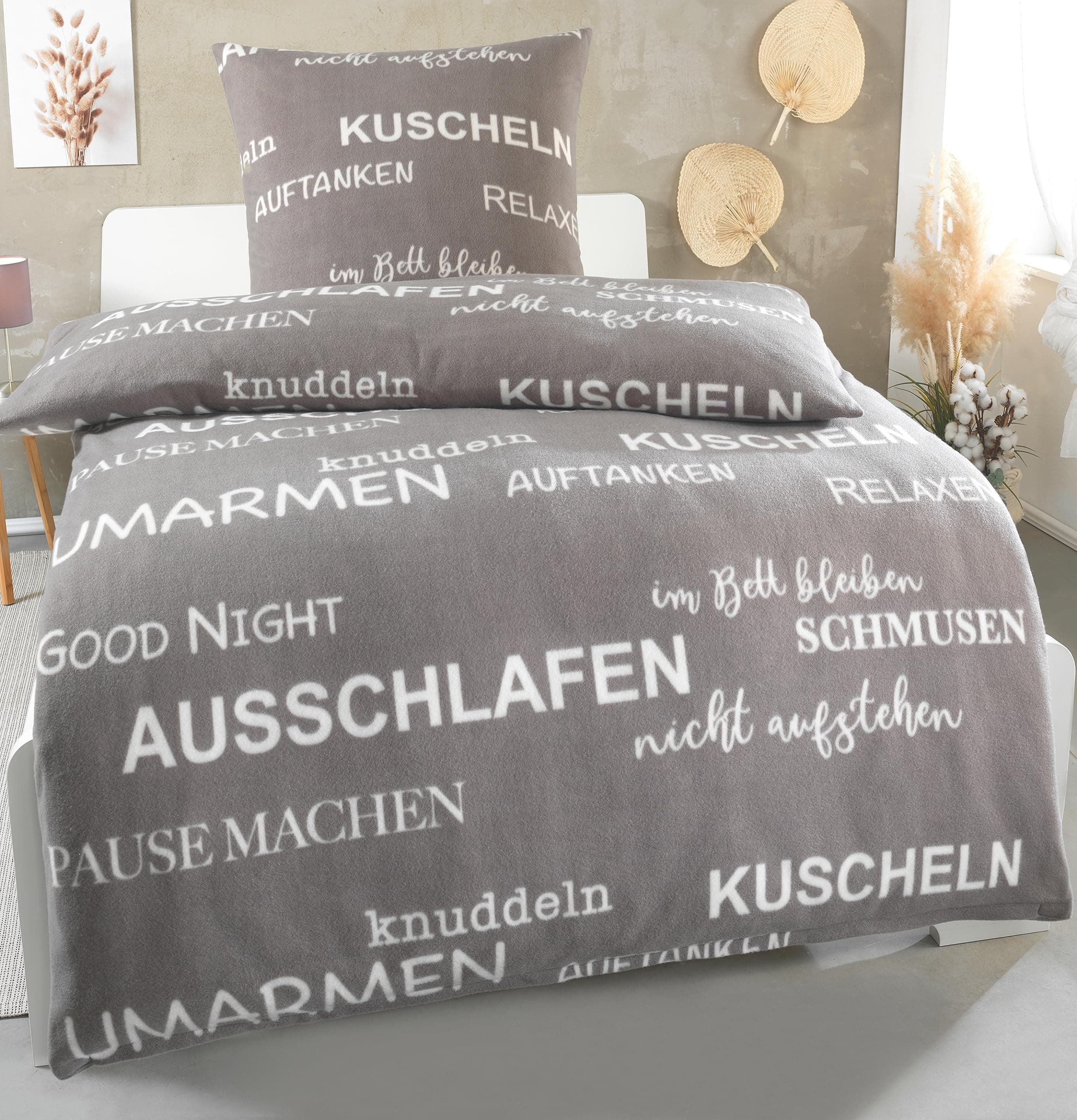 Dreamhome 2 teilig Warme Kuschel Microfaser Thermo Fleece Winter Bettwäsche 135x200 80x80 Deckenbezug Angebot bei HelloDeals