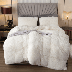 EMME Plüsch Bettwäsche Set 135x200cm Biber Flauschige Bettdecke Set für Bett Shaggy und Plüsch weiche Bettwäsche Bettbezüge und 1 Kissenbezug 80x80cm, Weiß 135x200cm + 80x80cm 01-weiß Angebot bei HelloDeals