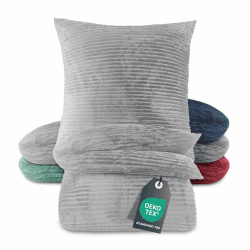 BaSaTex Winter Plüsch Bettwäsche Set | 135x200 cm Deckenbezug + 80x80 cm Kissenbezug | Cashmere-Touch Coral Fleece,Rip-Cord“ | Reißverschluss | Grau 135 x 200 cm Grau Angebot bei HelloDeals