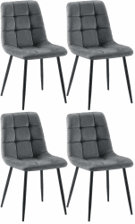 CLP Esszimmerstühle 4er Set Samt Asti, Bequeme Küchenstühle gepolstert, Polsterstühle Esszimmer mit Rückenlehne, bis 150 kg belastbar, Farbe:dunkelgrau Angebot bei HelloDeals