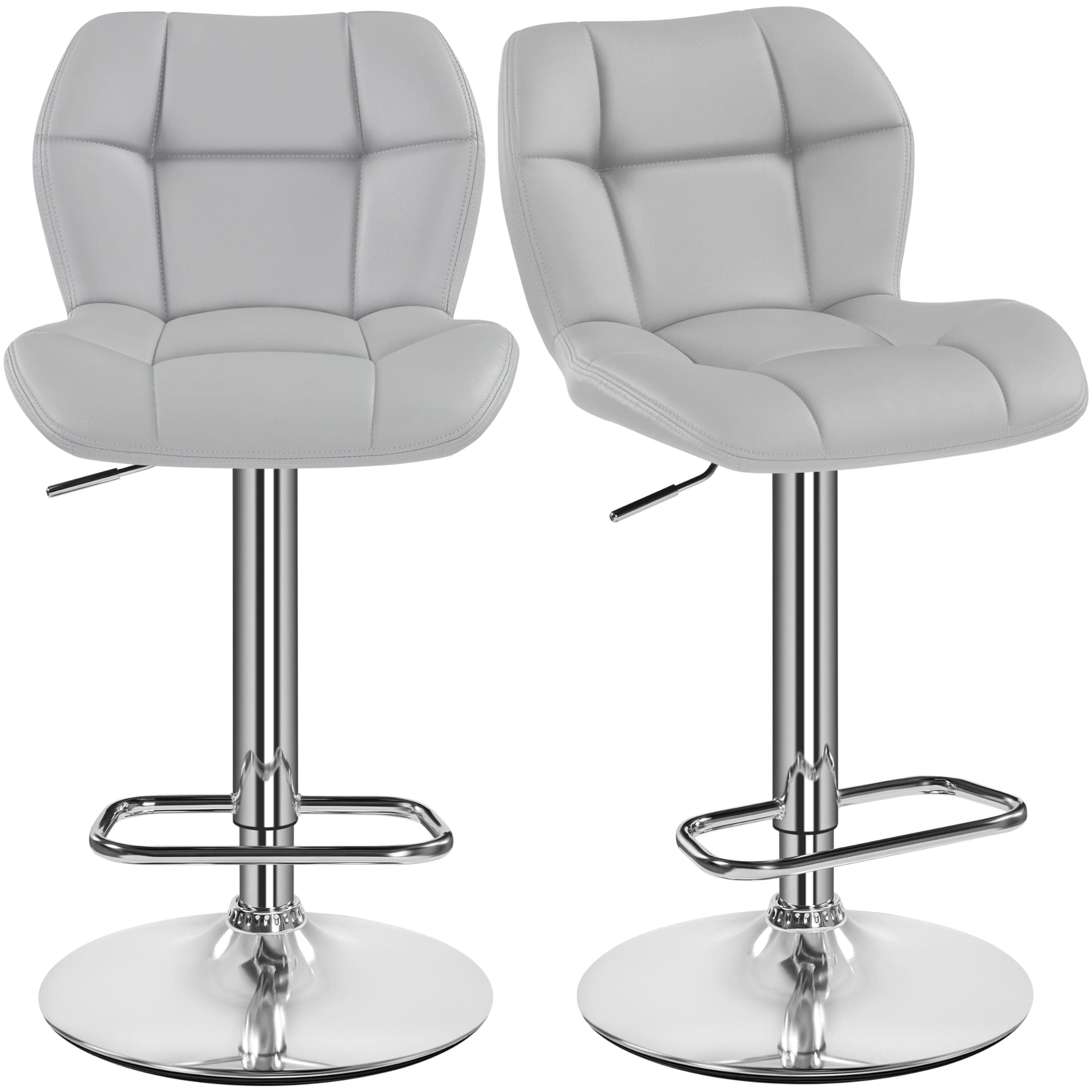 Yaheetech Barhocker 2er Set Höhenverstellbar 360°Drehbar Barstühle Küchenstühle mit Rückenlehne und Fußstütze, Barstuhl PU-Kunstleder Sitzhöhe 62,5 cm - 84,5 cm für die Küche, Hellgrau 2 Hellgrau Angebot bei HelloDeals