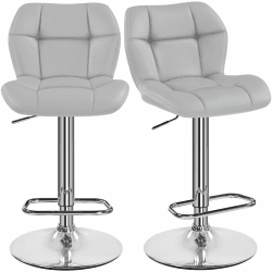 Yaheetech Barhocker 2er Set Höhenverstellbar 360°Drehbar Barstühle Küchenstühle mit Rückenlehne und Fußstütze, Barstuhl PU-Kunstleder Sitzhöhe 62,5 cm - 84,5 cm für die Küche, Hellgrau 2 Hellgrau Angebot bei HelloDeals