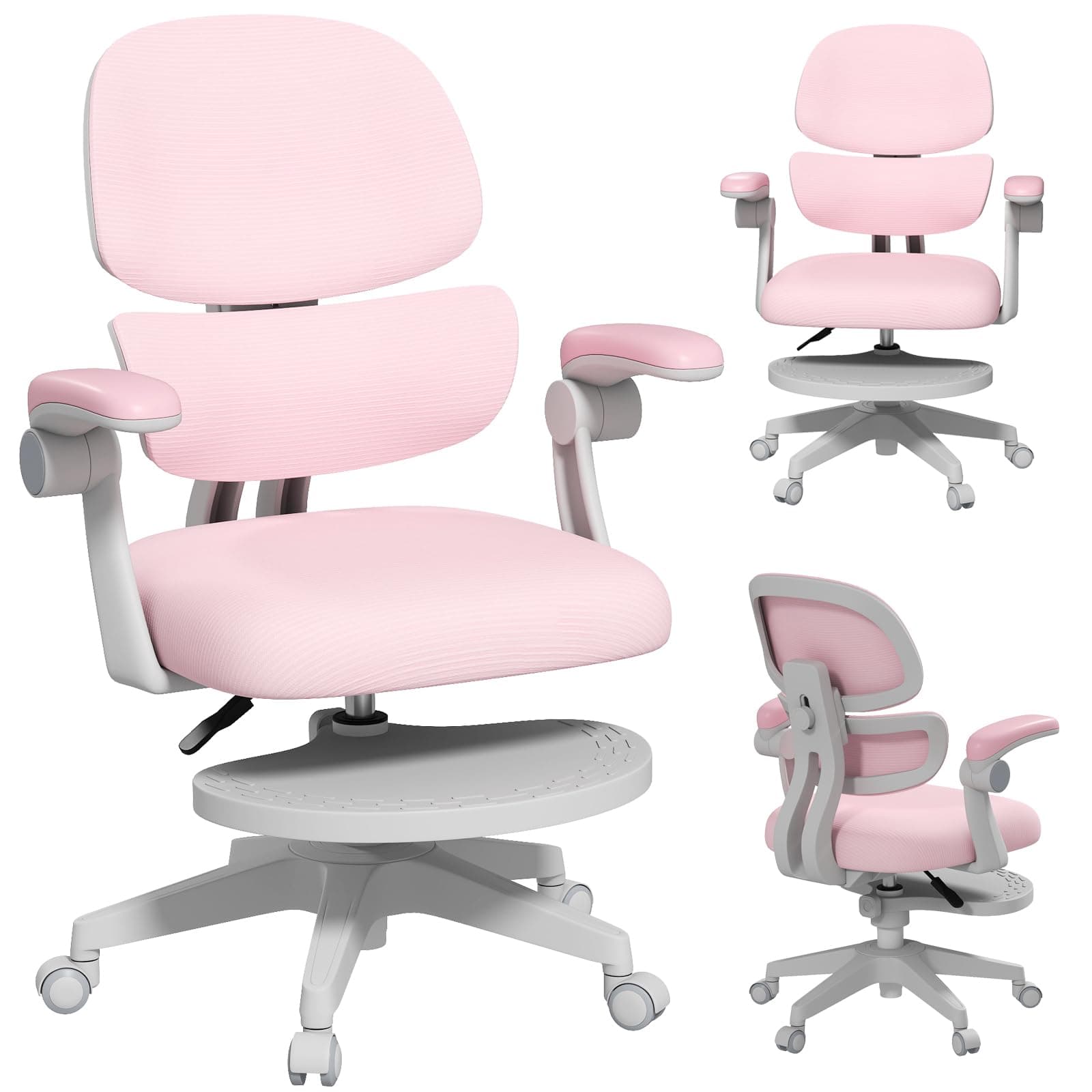 JOYLDIAS Schreibtischstuhl Kinder Ergonomischer, Kinderstuhl mit Verstellbarer Rückenlehne & Übergroß Fußablage, Bürostuhl Kinder Drehstuhl mit klappbarer Armlehnen, Stuhl Für Kinder & Jugendliche Rosa Angebot bei HelloDeals