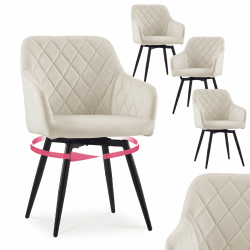CLIPOP Esszimmerstühle Drehbar 4er Set mit Armlehne, Samt Polsterstuhl Gepolstert Sitz Küchenstuhl Drehstuhl Armlehnenstuhl für Esszimmer Wohnzimmer Büro (Samt Beige, 4er Set) 4er Set Samt Beige Angebot bei HelloDeals