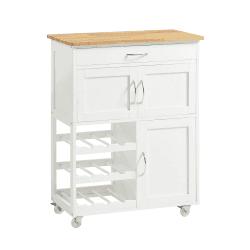 SoBuy Servierwagen mit Rollen Küchenwagen mit Arbeitsplatte Rollwagen mit Schubladen, Weinregal Kücheninsel Kochinsel Küchenregal stehend Möbel für Küche, Esszimmer & Outdoor Weiß 67x86x38cm FKW45-WN Angebot bei HelloDeals