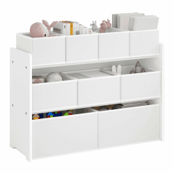 Lestarain Kinderregal mit 9 Aufbewahrungsboxen, Spielzeugregal, Regal Kinderzimmer Spielzimmer, Kinderregal, 92x60x30 cm, Weiß Weiß 92x30x60/68cm Angebot bei HelloDeals