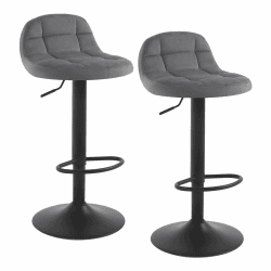WOLTU Barhocker 2er Set Barstuhl mit Rückenlehne Fußstütze höhenverstellbar (60-82cm) 360° Drehstuhl bis 150kg belastbar Samt Metall Dunkelgrau BH317dgr-2 Angebot bei HelloDeals