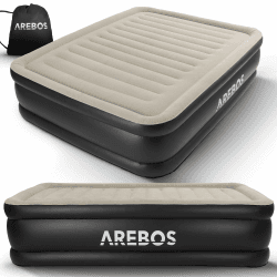 Arebos Aufblasbare Matratze Luftbett Selbstaufblasend Gästebett mit integrierter elektrischer Pumpe Luftmatratze für Camping/Heimgebrauch für 2 Personen 203×152,5×51 cm inkl.Tragetasche & Reperaturset Grau/Anthrazit Angebot bei HelloDeals
