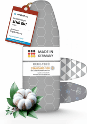 Made in Germany Bügelbrettbezug 120x40 | Hitzereflektierend | Gummizug | OEKOTEX100 | 5 Größen | Polsterung | Bügelbrettbezug für Dampfbügelstation und Dampfbügeleisen | Bügeltischbezug M Hexagonal M Angebot bei HelloDeals