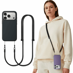 Handy Umhängeband Crossbody mit Schlaufenband & Tether-Tab, Verstellbarer Anti-Diebstahl-Handyriemen – Universell Kompatibel für Smartphones Schwarz Angebot bei HelloDeals