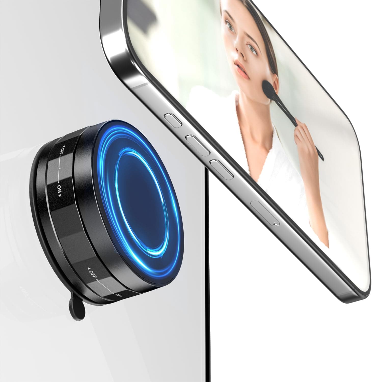 imluckies Vacuum Handy Saugnapf Halterung für Dusche/Spiegel/Selfies, [Waschbar & Tragbare] Magnet Suction Handyhalterung für TikTok/Filme/Fitness/Badezimmer/Küche für Magsafe iPhone, Schwarz Angebot bei HelloDeals
