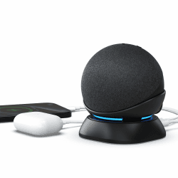 Ständer für Dot 4/5.Gen & Smartphone - Halterung Ladeständer mit USB-C/A Zwei Ladeanschluss Ladestation kompatibel mit iPhone/Tablet (Schwarz) Angebot bei HelloDeals