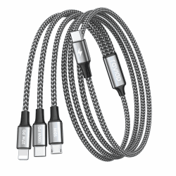 RAVIAD 100W USB C auf Multi USB Kabel [1.2M] 3 in 1 Ladekabel mit E-Mark Chip Schnellladekabel USB C auf USBC[100W]+Micro[10W]+Lightning[27W] für iPhone 15/14, Galaxy S24/S23, MacBook Pro/Air, Pad 1.2M Grau Angebot bei HelloDeals