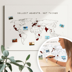 Weltkarte zum Ausmalen "Collect Moments" - Nachhaltig & Handmade in Germany - Größe: 60x40cm Leinwandposter 60x40cm Angebot bei HelloDeals