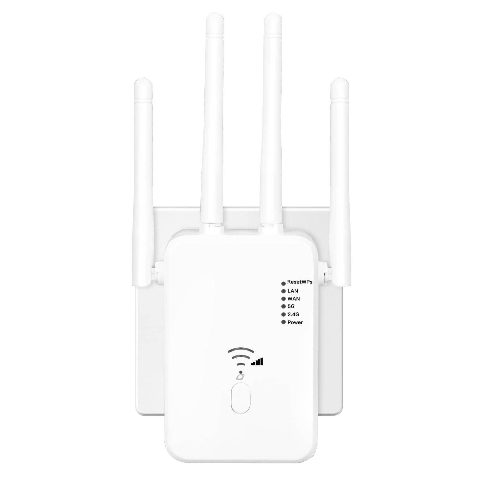 WLAN Repeater WLAN Verstärker 1200 Mbit/s,WiFi Range Extender DualBand WiFi Booster Internet Verstärker mit Externen 4 Antennen Internet Booster mit LAN/WAN Port(weiß) Angebot bei HelloDeals