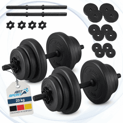 ArtSport 2er Hantelset 20/30 / 40 kg - Kurzhantel Set mit 2 Kurzhanteln, Gewichten & 4 Sternverschlüsse schwarz 20 kg Angebot bei HelloDeals