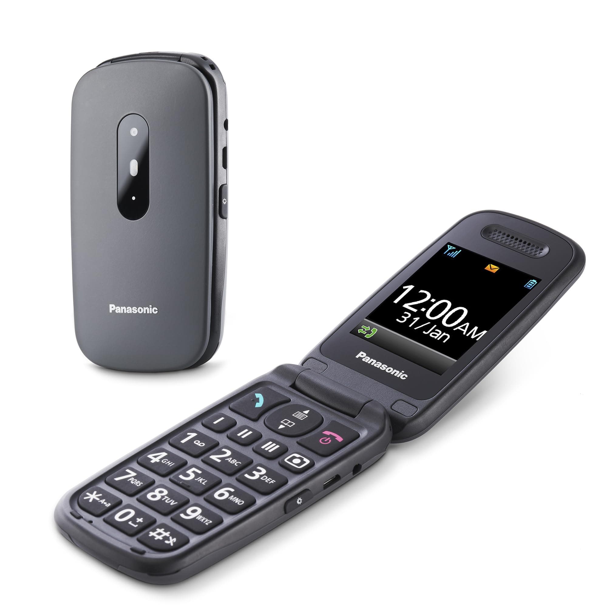 Panasonic KX-TU446EXG 2G Seniorenhandy ohne Vertrag (SOS-Notruftaste, Stoßfest, Sprachverstärker, große getrennte Tasten, große Schrift und Nummernanzeige, 2,4 Zoll Farbdisplay, Klapphandy, grau Grau Single Angebot bei HelloDeals