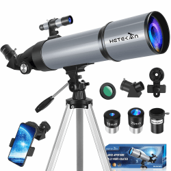 Teleskop, 80/600mm Teleskope Für Erwachsene, Tragbares Astronomisches Refraktor Teleskop Für Kinder & Anfänger, Zur Beobachtung Von Mond Und Sternen Mit Telefonadapter Und Tragetasche 80600-Grey Angebot bei HelloDeals