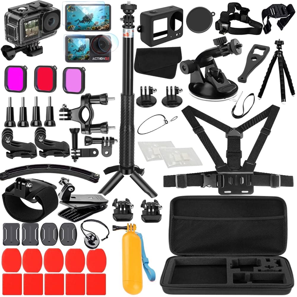 Zubehör für DJI 5 Pro/ 4/3 wasserdichte Fall Tauchen Gehäuse Silikon Fall Glas Screen Protector Film Ganzes Kit Angebot bei HelloDeals