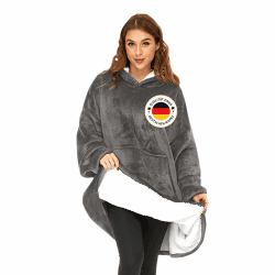 Hoodie Decke, Oversize Pullover für Damen und Herren, Flauschiger Kuschelpullover mit Kapuze und Ärmeln, Deckenpullover für kalte Winterabende, übergroßer Pulli XXL Einheitsgröße Grau Angebot bei HelloDeals