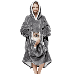 Oversized Hoodie Damen,Weich Flanell Hoodies Decke Damen,mit übergroßer Tasche,Decken Pullover für Erwachsene,Männer,Frauen,Jugendliche (Grau) Angebot bei HelloDeals