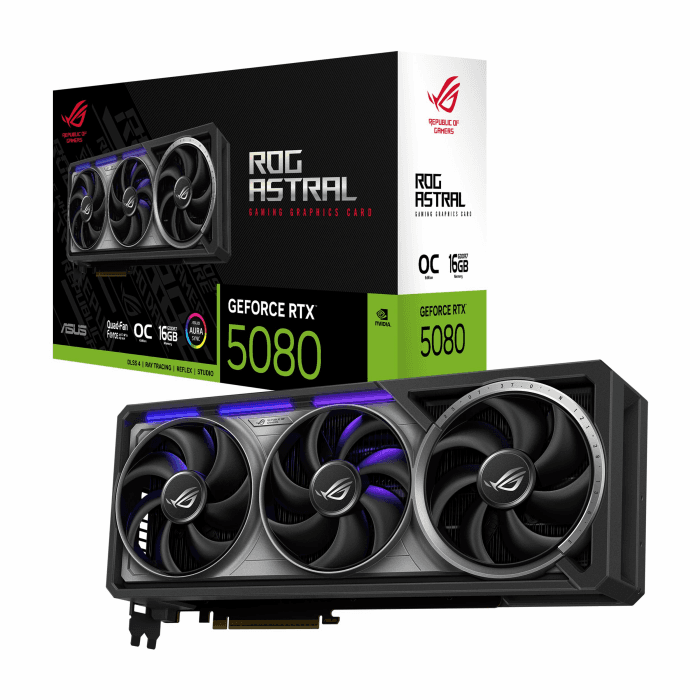 ASUS ROG Astral GeForce RTX 5080 16GB GDDR7 OC Edition Gaming Grafikkarte (Nvidia GeForce RTX5080, Vier Lüfter, PCIe 5.0, 2X HDMI 2.1b, 3X DisplayPort 2.1a, ROG-ASTRAL-RTX5080-O16G-GAMING) OC Edition ROG Astral RTX 5080 Angebot bei HelloDeals