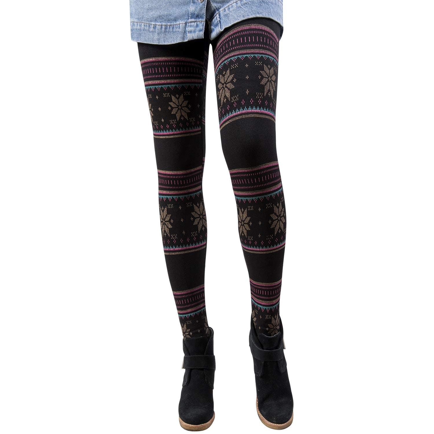 Libella Winterleggings Skinny Thermoleggings Laufhose Norweger mit Weihnachtsmotiven Teddy-Innenfleece Frauen/Mädchen 4145-A+F-2, Schwarz, Einheitsgröße Einheitsgröße 1er Pack-model D Angebot bei HelloDeals