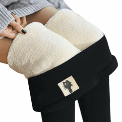 Denise Lamb Frauen Warme Schlanke Hose,Winter Lamm Plüsch Jogginghose Verdickte Fleece Gefütterte Jogginghose Hohe Taille Übergroße Leggings für Frauen M Noir-b Angebot bei HelloDeals