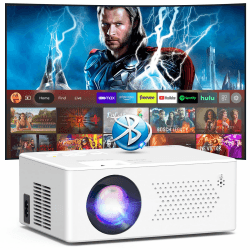 Beamer, Mini Beamer Bluetooth5.2 Full HD 1080P Tragbarer Outdoor/Heimkino Projektor, 50% Zoom 200-Zoll-Display, Kompatibel mit TV Stick/HDMI/Smartphone/Spielkonsole/USB [Inkl. Fernbedienung] Ohne Android TV OS Angebot bei HelloDeals