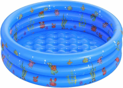 LATERN Planschbecken für Kinder, 100CM x 40CM Aufblasbar Baby Schwimmbad 3 Klingeln PVC rutschfest Bade Wannenpools für Kinder Familie Outdoor Garten Hinterhof Wasserspiel (Blau) Angebot bei HelloDeals