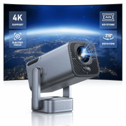 Mini Beamer Native 1080P Beamer 4K - 【Elektrischer Fokus & Auto Vertikale Trapezkorrektur & 270°drehbar】 TOPTRO WiFi Bluetooth Outdoor Projektor für Handy, X8 Projektor hellgrau Angebot bei HelloDeals